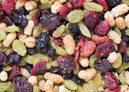 Selection of healthy dried fruit and berrries