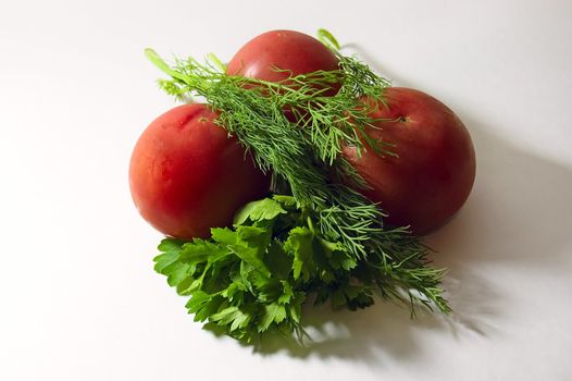 Vegetables on white