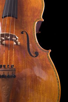 beautiful cello over a black background