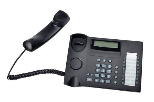 black telephone isolated on a white background