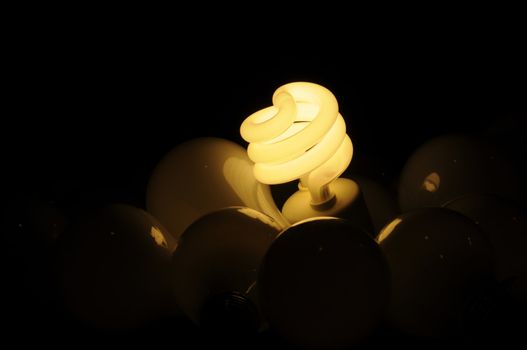 Ecologigical light source alone in the darkeness