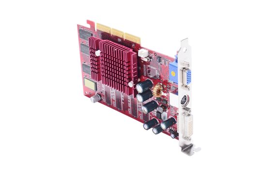 computer video graphics card standing on edge