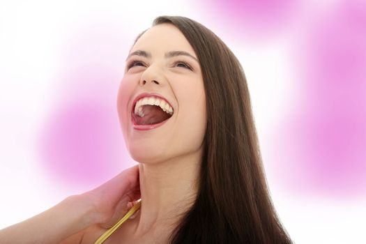 Beauty caucasian woman face close up portrait