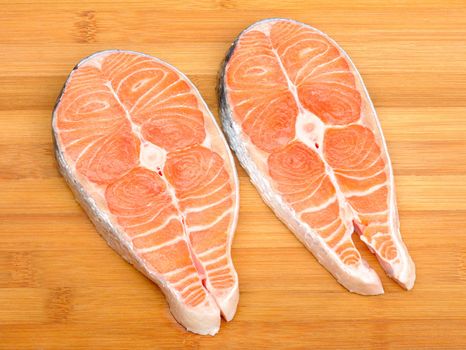 salmon on a wooden background