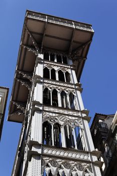 Santa Justa Elevator in Lisbon in october, Portugal