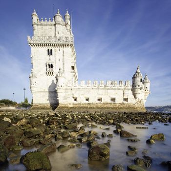 Tower of Belem in evening. Lisbon, Portugal. 