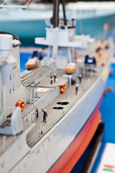 Plastic model detail of warship. Public collection.