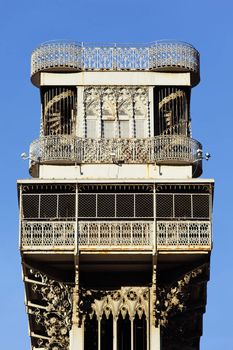 Santa Justa Elevator in Lisbon in summer, Portugal