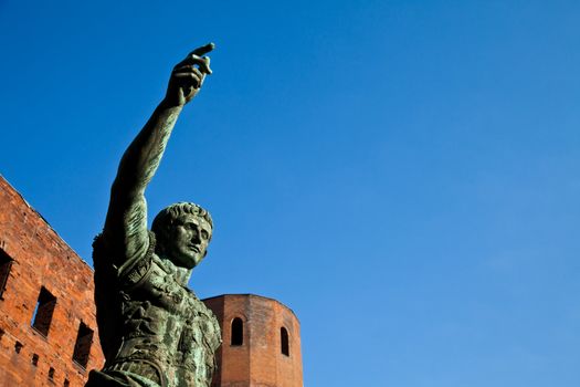 Statue of Cesare Augustus in Torino - Italy: concept of leadership