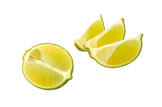 sliced lime isolated on a white background