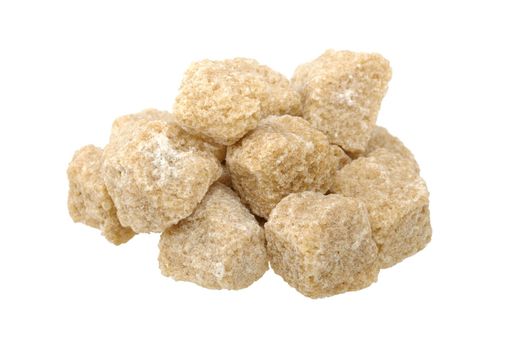 cane sugar cubes isolated on a white background