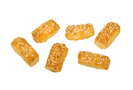 cookies with sesame seeds isolated on a white background