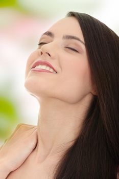 Beauty caucasian woman face close up portrait