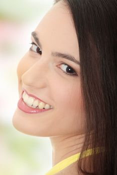 Beauty caucasian woman face  close up portrait