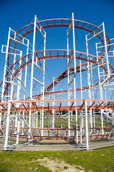 A rollercoaster track in a funpark