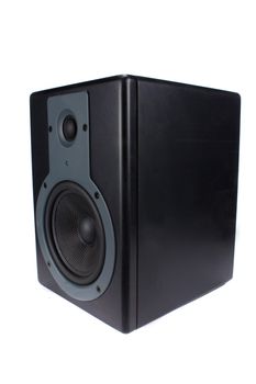A professional speaker or monitor used in music studios,isolated on white studio background.