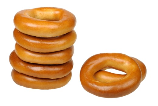 pile of bagels isolated on a white background
