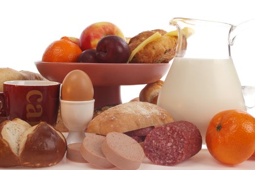 Various bread rolls against a white background