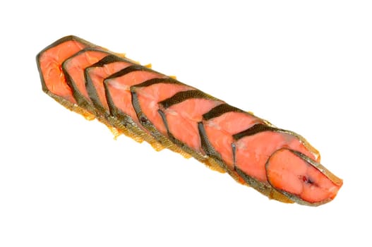 slices of salted salmon isolated on a white background
