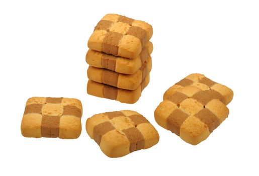 checkerboard cookies isolated on a white background