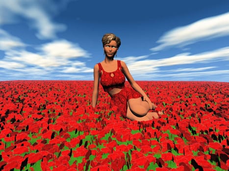 woman in a poppy field