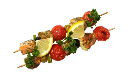 salmon on a skewer