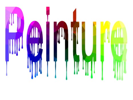 painting in rainbow on white background
