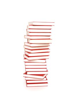 stack of red books isolated on white