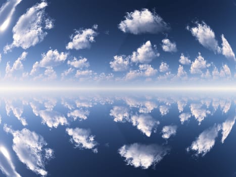 sky and clouds and reflection  on the water