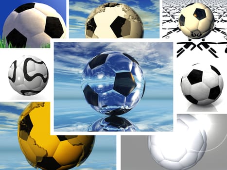 composition  of images of footballs