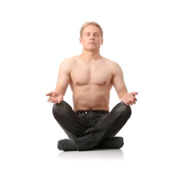 Yoga male isolated on white background