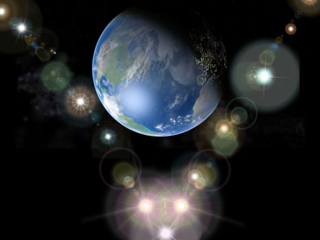 Earth on a background of stars 
