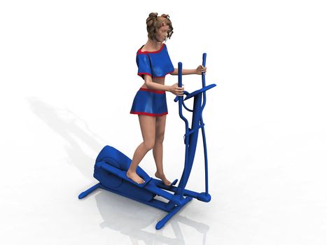 the woman doing elliptical bike