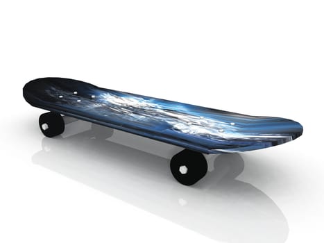 the skateboard  on white background