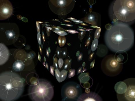cube  of stars on a background of  stars
