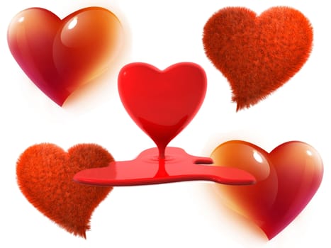 hearts  on a white background