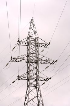 high-voltage line on the sky background