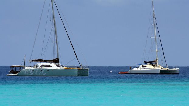 Two catamarans in Zanzibar on a sunny day