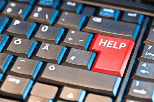 Computer keyboard with help key - business concept