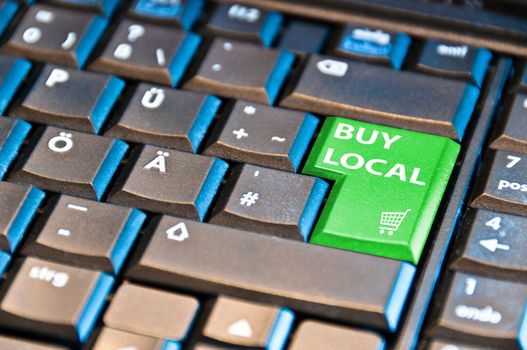 Shopping in the internet - keyboard with Buy Local button