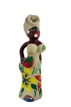 Clay figurine. Cuban woman with a cigar.