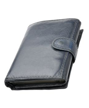 old leather wallet isolated on a white background
