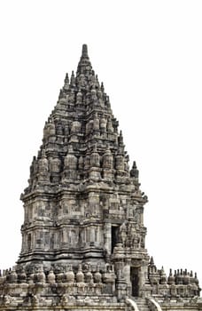 Prambanan main temple on whire background