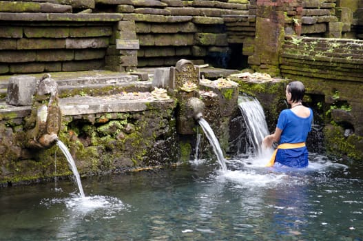 Hindu purification ritual, in a indonesian temple