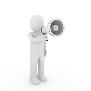 3d human megaphone white red loud voice talk