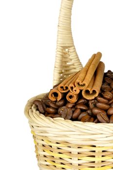 coffee beans and spices in the basket