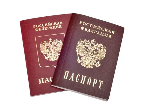 Russian passports  isolated on the white background