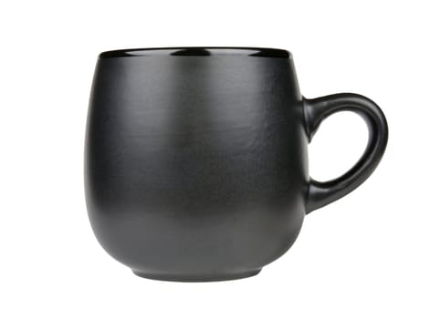 black pottery mug isolated on a white background