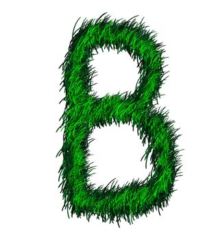 Computer graphic as one alphabet of green grass.