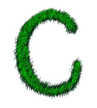 Computer graphic as one alphabet of green grass.